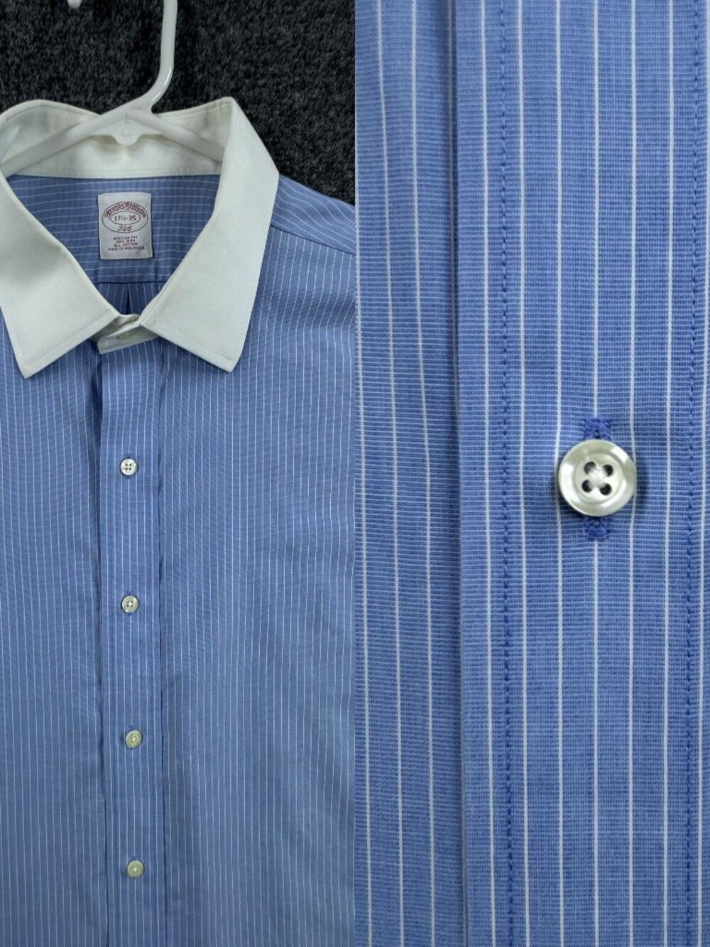 Brooks Brothers French Cuff Point Non-Iron Blue White Striped Contrast Collar